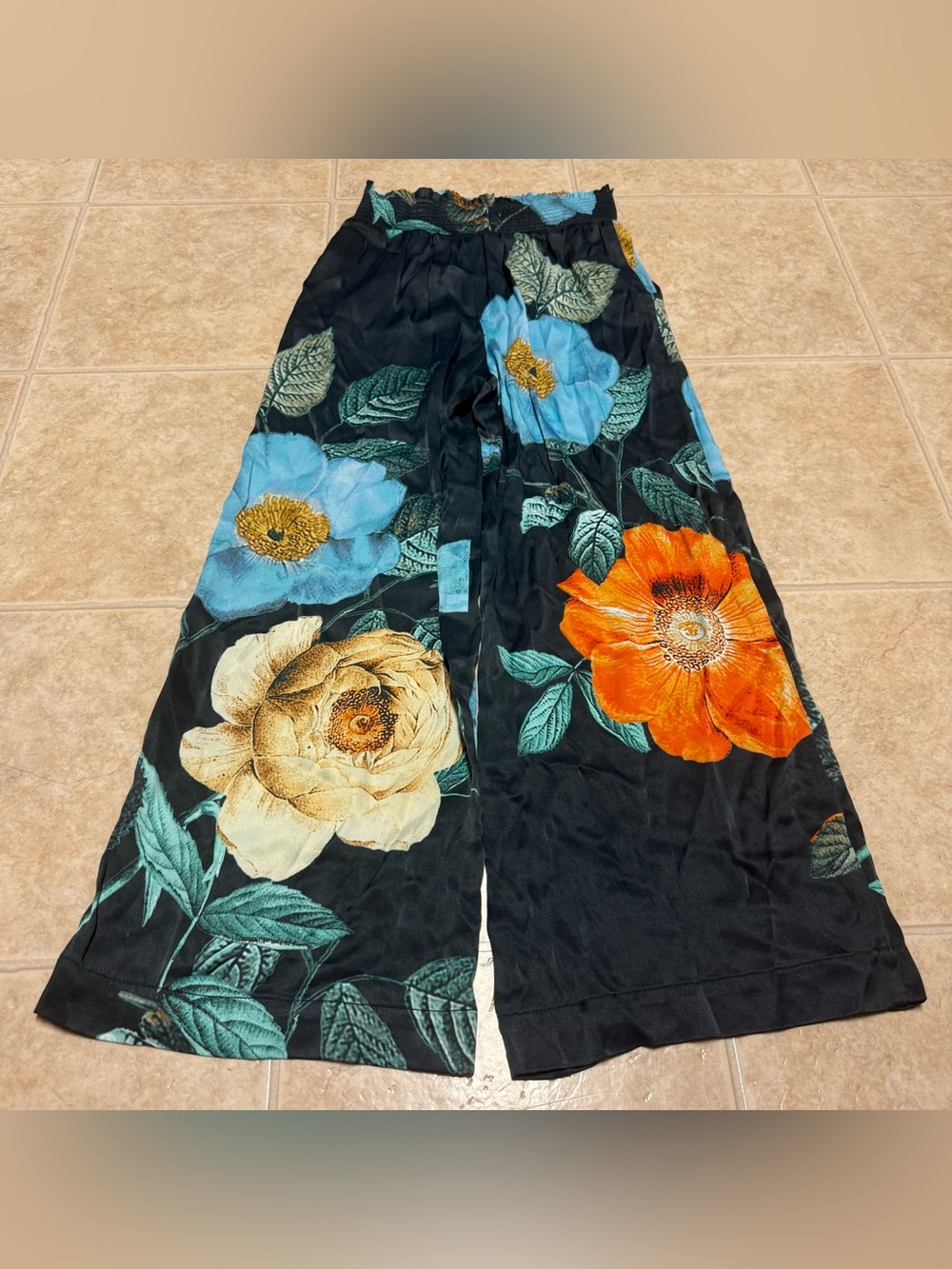 Anthropologie Maeve Saria Smocked Floral Blossom Lounge Wide-Leg Pants Size XS - Picture 4 of 5